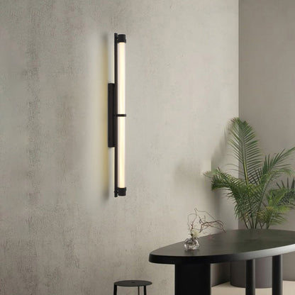 مصباح حائط LED مستطيل الشكل مصنوع من الحديد والزجاج بتصميم إسكندنافي معاصر لغرفة المعيشة