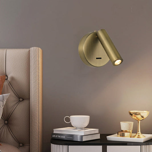 مصباح حائط LED دائري من الحديد والألومنيوم بتصميم إسكندنافي معاصر لغرفة المعيشة