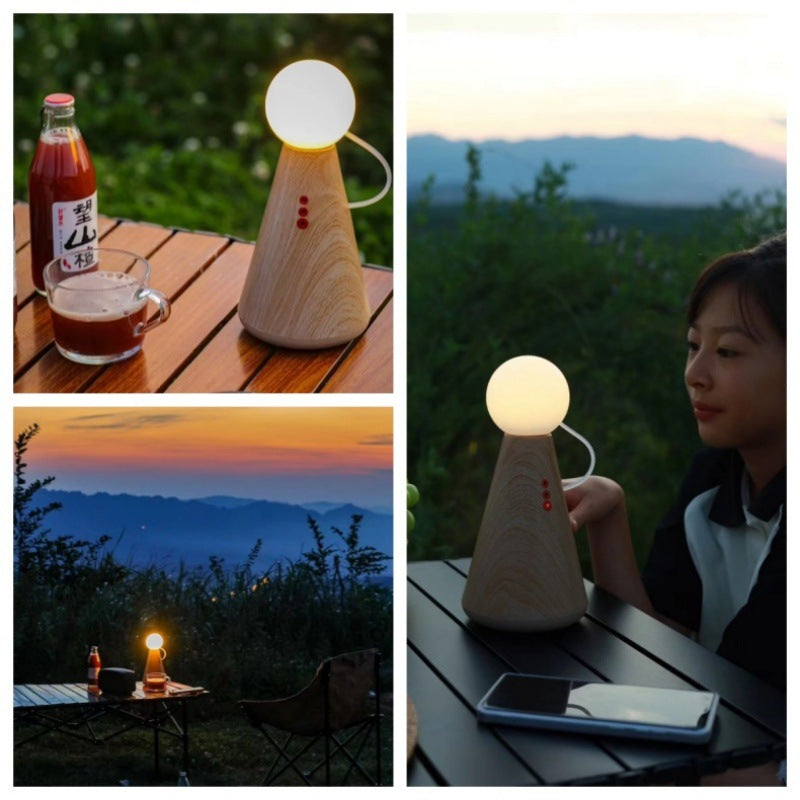 Contemporary Creative Rechargeable Plastic Silicone Figurine Ball LED Table Lamp Night Light For Bedside