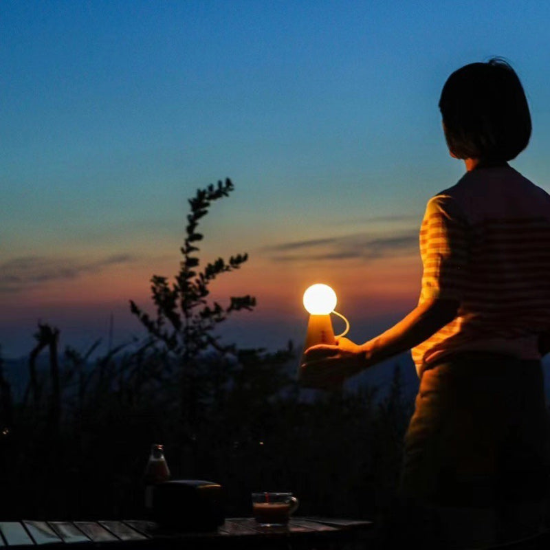 Contemporary Creative Rechargeable Plastic Silicone Figurine Ball LED Table Lamp Night Light For Bedside