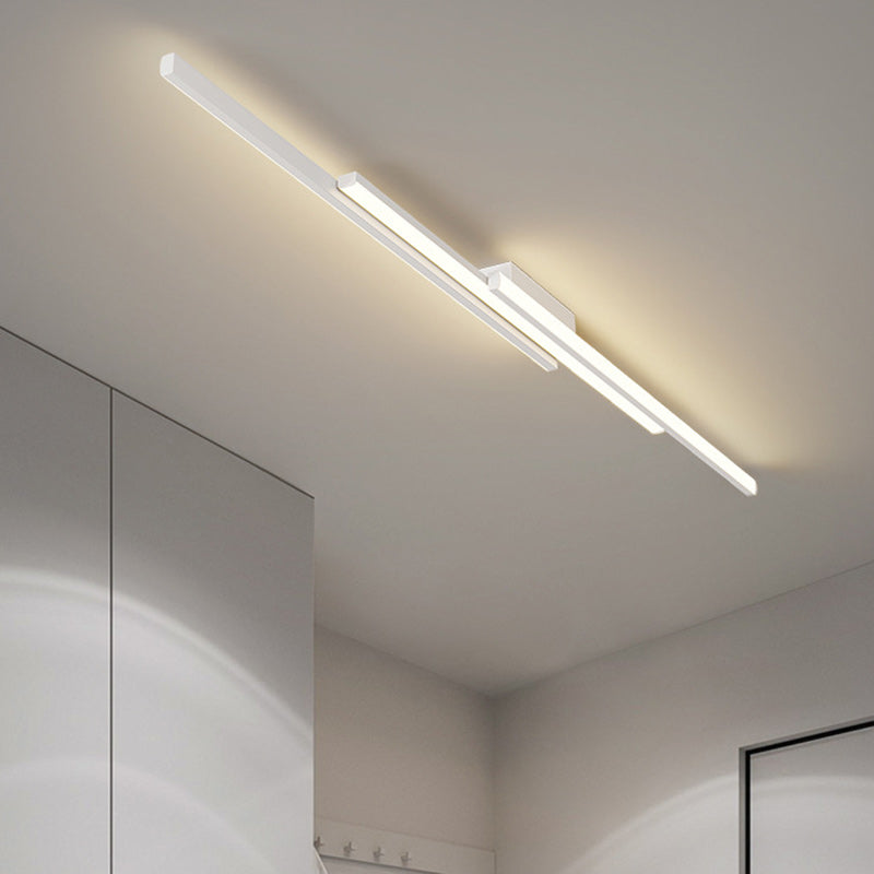 Modern Minimalist Iron & Silicone Long Bar LED Flush Mount Ceiling Light For Hallway