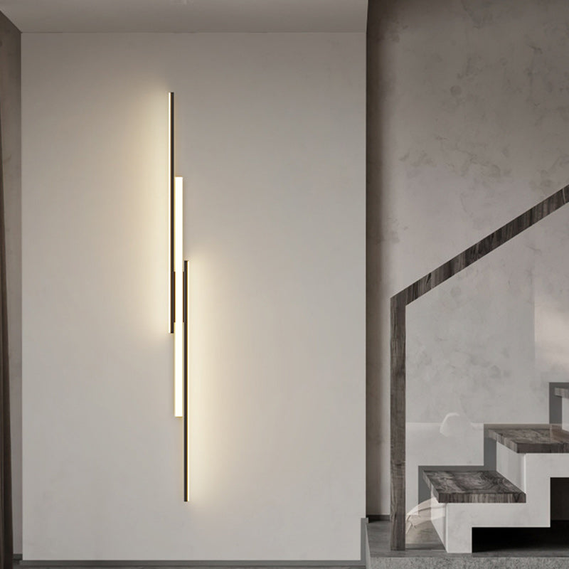Modern Minimalist Iron & Silicone Long Bar LED Flush Mount Ceiling Light For Hallway