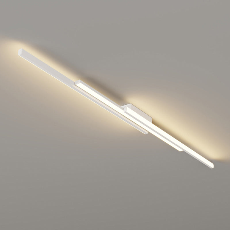Modern Minimalist Iron & Silicone Long Bar LED Flush Mount Ceiling Light For Hallway