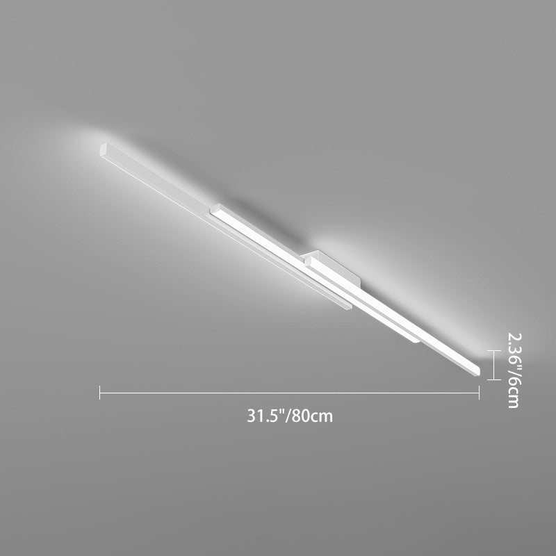 Modern Minimalist Iron & Silicone Long Bar LED Flush Mount Ceiling Light For Hallway