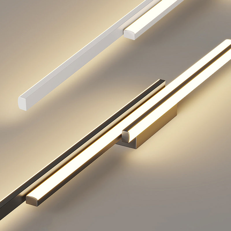 Modern Minimalist Iron & Silicone Long Bar LED Flush Mount Ceiling Light For Hallway