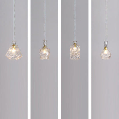 Contemporary Retro Iron & Glass Vase With Etched Design 1-Light Pendant Light For Dining Room