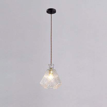 Contemporary Retro Iron & Glass Vase With Etched Design 1-Light Pendant Light For Dining Room