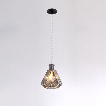 Contemporary Retro Iron & Glass Vase With Etched Design 1-Light Pendant Light For Dining Room