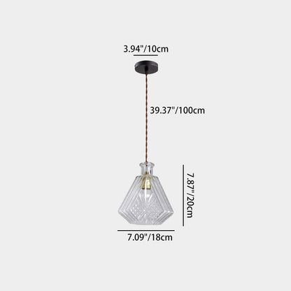 Contemporary Retro Iron & Glass Vase With Etched Design 1-Light Pendant Light For Dining Room