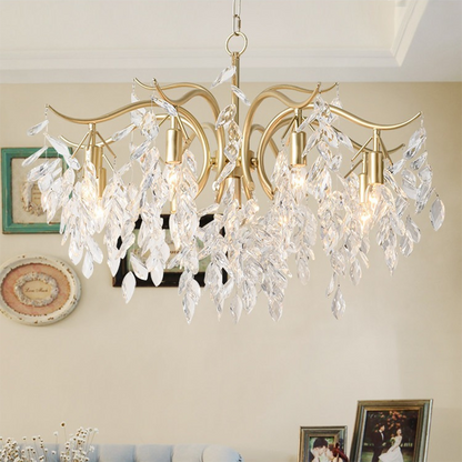 Contemporary Luxury Iron & Crystal Branch-Inspired 7/9/11-Light Chandelier For Living Room & Bedroom