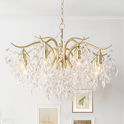 Contemporary Luxury Iron & Crystal Branch-Inspired 7/9/11-Light Chandelier For Living Room & Bedroom