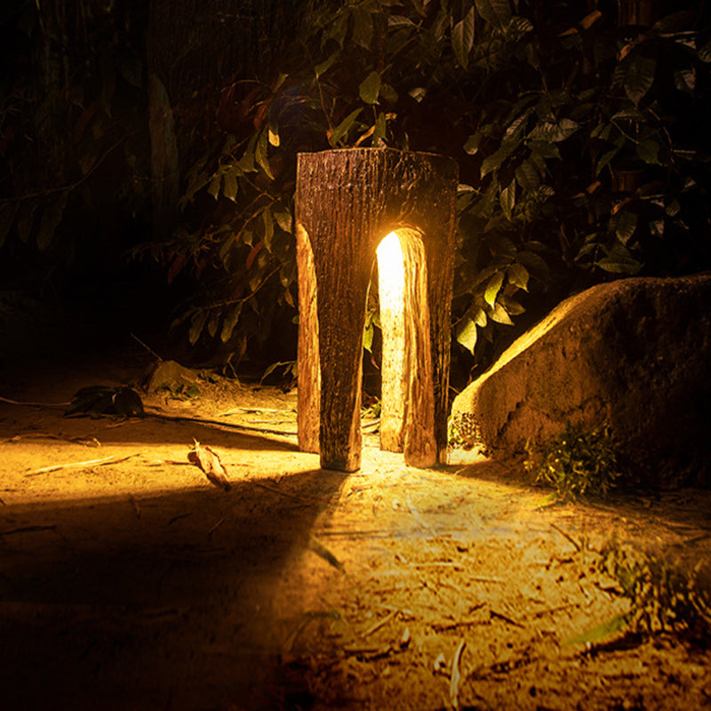 Contemporary Creative Fiberglass Resin Tree Stump 1-Light Outdoor Light Landscape Lighting For Garden & Patio