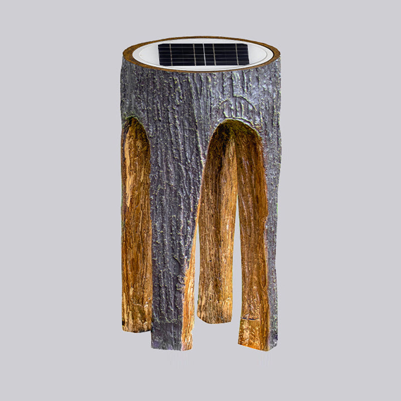 Contemporary Creative Fiberglass Resin Tree Stump 1-Light Outdoor Light Landscape Lighting For Garden & Patio