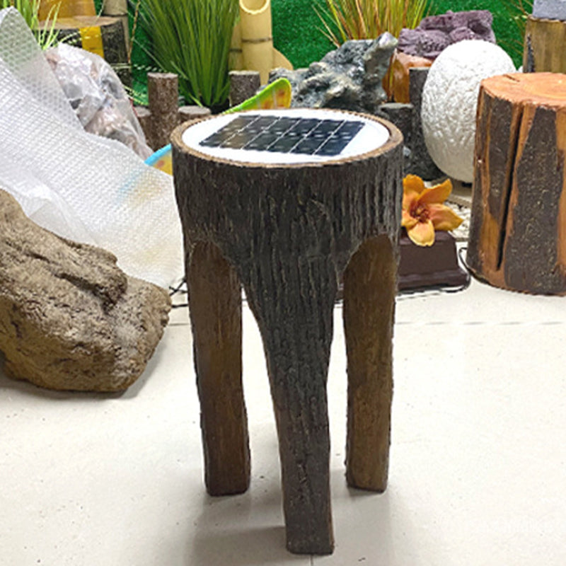 Contemporary Creative Fiberglass Resin Tree Stump 1-Light Outdoor Light Landscape Lighting For Garden & Patio