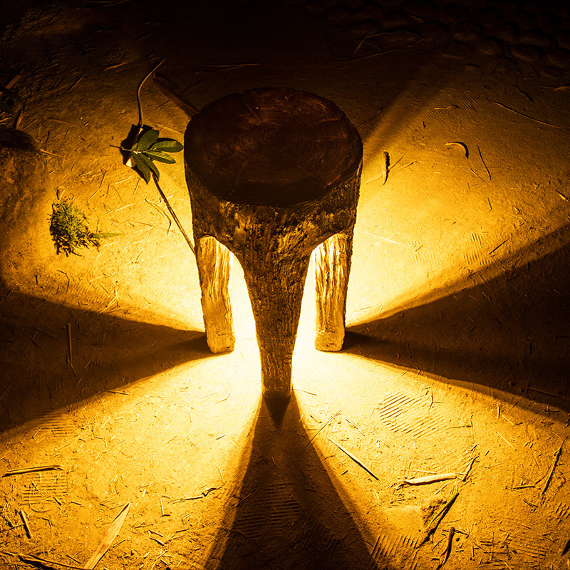 Contemporary Creative Fiberglass Resin Tree Stump 1-Light Outdoor Light Landscape Lighting For Garden & Patio