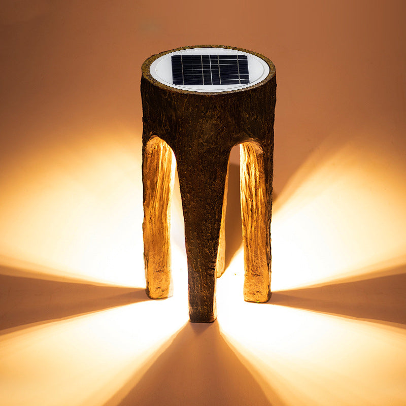 Contemporary Creative Fiberglass Resin Tree Stump 1-Light Outdoor Light Landscape Lighting For Garden & Patio