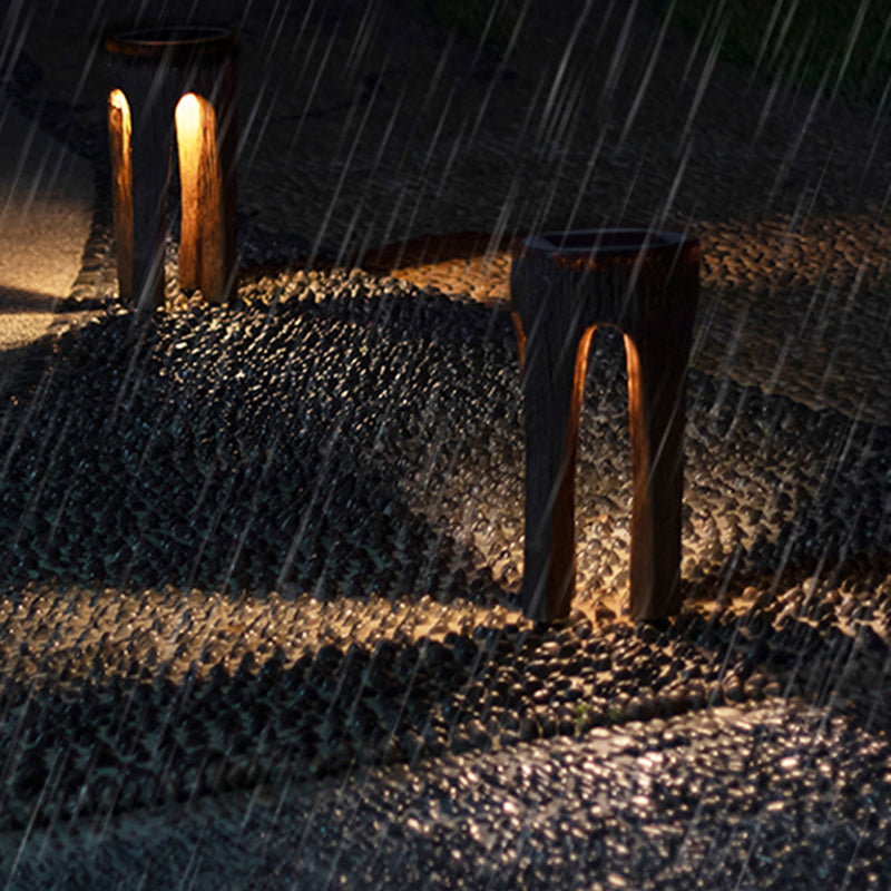 Contemporary Creative Fiberglass Resin Tree Stump 1-Light Outdoor Light Landscape Lighting For Garden & Patio