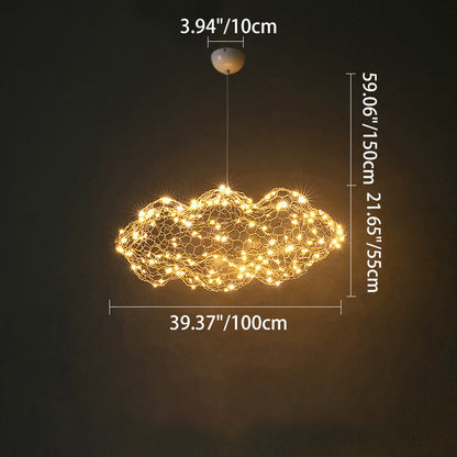 Contemporary Nordic Iron Cloud Starry LED Chandelier For Dining Room Decor