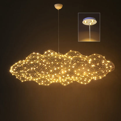 Contemporary Nordic Iron Cloud Starry LED Chandelier For Dining Room Decor