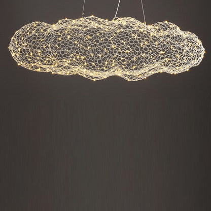 Contemporary Nordic Iron Cloud Starry LED Chandelier For Dining Room Decor