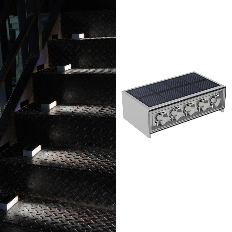 Modern Minimalist Solar Waterproof ABS PC Rectangular LED Outdoor Step Light Ideal For Garden And Outdoor Patio