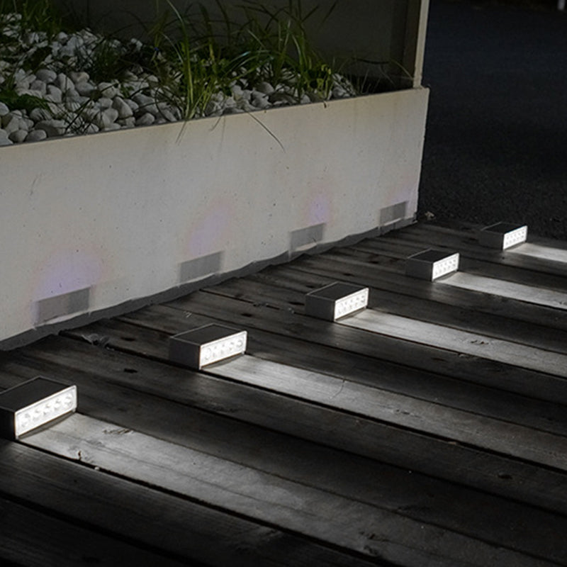 Modern Minimalist Solar Waterproof ABS PC Rectangular LED Outdoor Step Light Ideal For Garden And Outdoor Patio