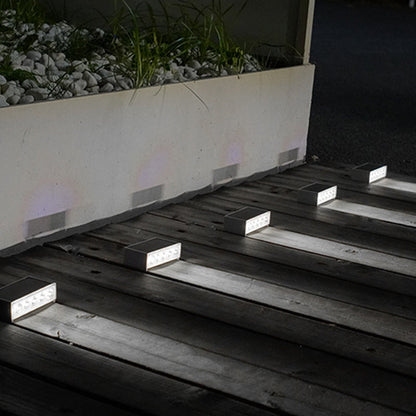 Modern Minimalist Solar Waterproof ABS PC Rectangular LED Outdoor Step Light Ideal For Garden And Outdoor Patio