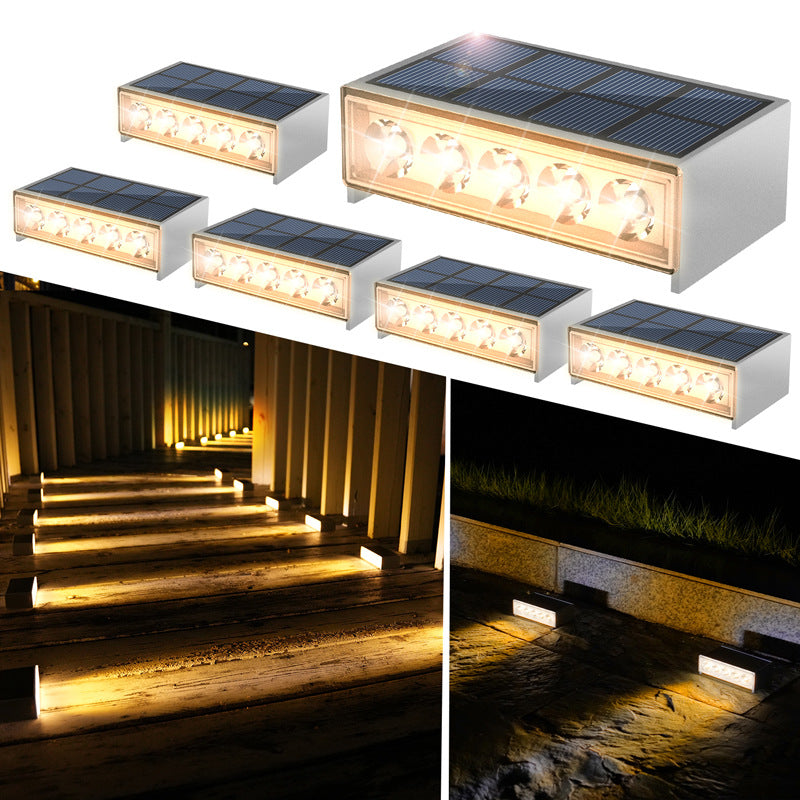 Modern Minimalist Solar Waterproof ABS PC Rectangular LED Outdoor Step Light Ideal For Garden And Outdoor Patio