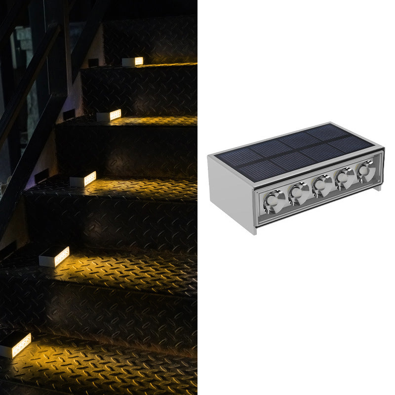 Modern Minimalist Solar Waterproof ABS PC Rectangular LED Outdoor Step Light Ideal For Garden And Outdoor Patio