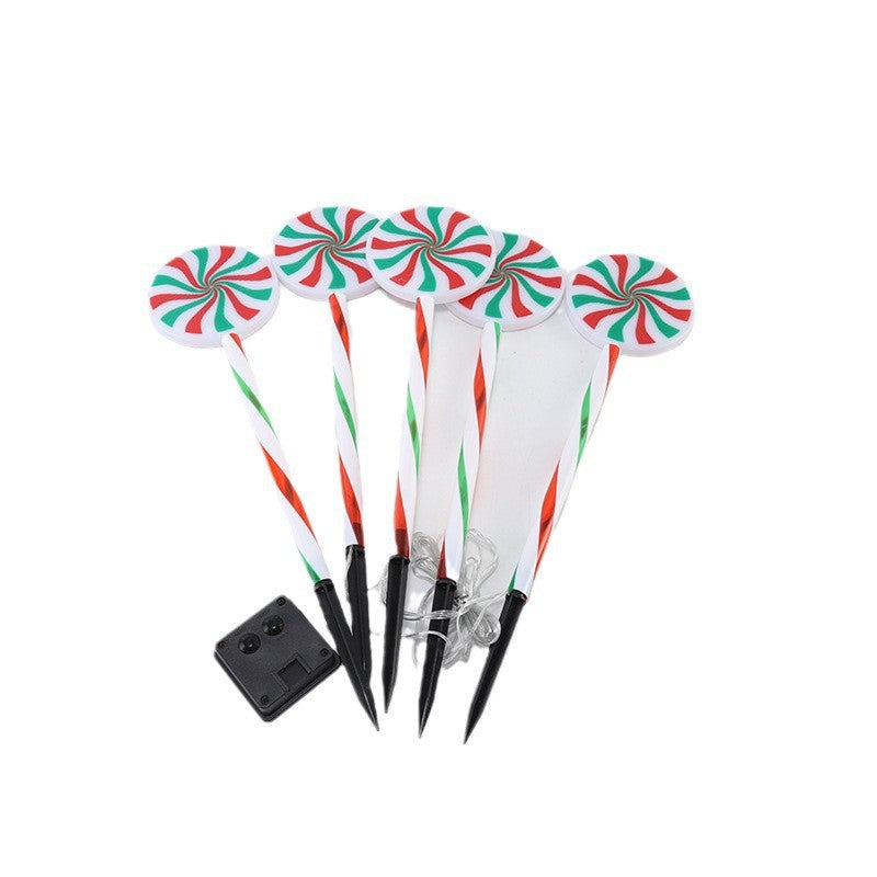 Modern Art Deco Solar Waterproof Christmas Decor Acrylic Lollipop LED Outdoor Light Landscape Lighting For Garden