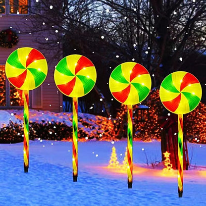 Modern Art Deco Solar Waterproof Christmas Decor Acrylic Lollipop LED Outdoor Light Landscape Lighting For Garden