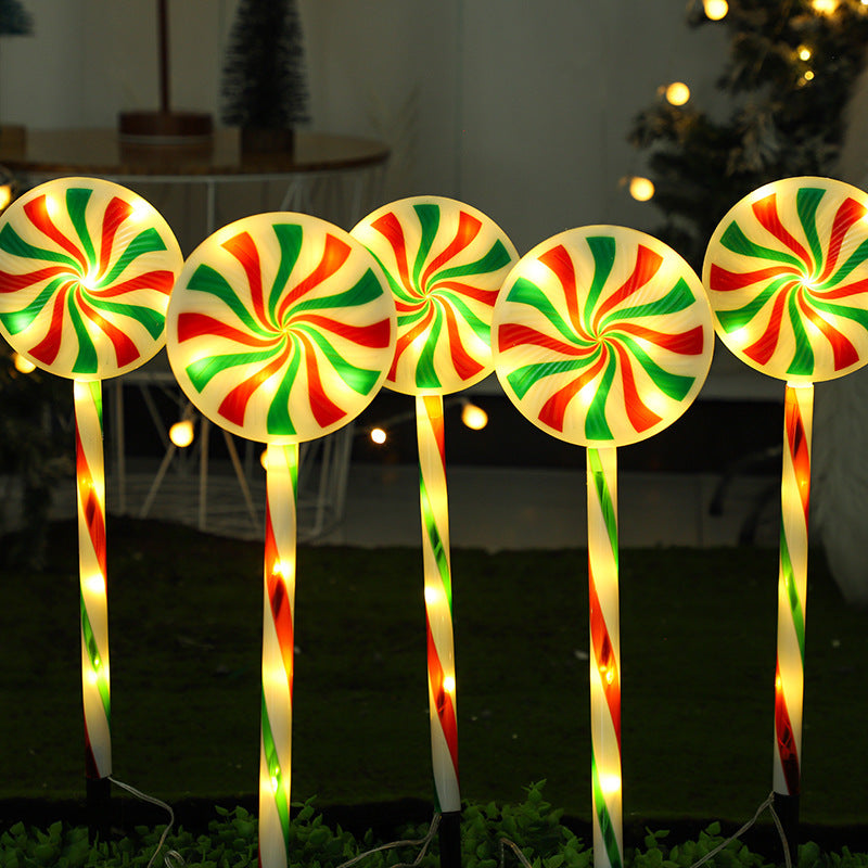 Modern Art Deco Solar Waterproof Christmas Decor Acrylic Lollipop LED Outdoor Light Landscape Lighting For Garden