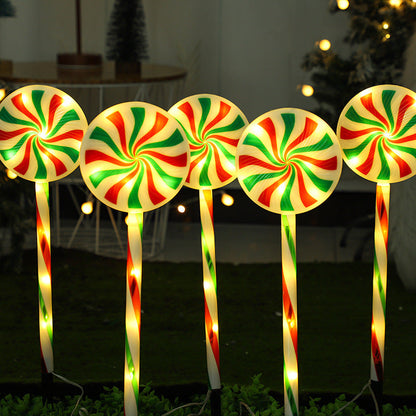 Modern Art Deco Solar Waterproof Christmas Decor Acrylic Lollipop LED Outdoor Light Landscape Lighting For Garden