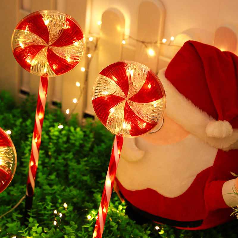 Modern Art Deco Solar Waterproof Christmas Decor Acrylic Lollipop LED Outdoor Light Landscape Lighting For Garden