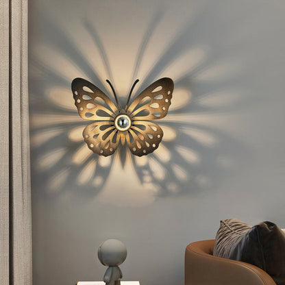 Contemporary Creative Iron Deer Butterfly Snowflake 1-Light Wall Sconce Lamp For Bedroom Bedside And Living Room