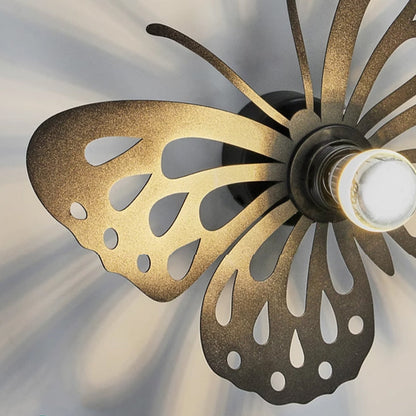 Contemporary Creative Iron Deer Butterfly Snowflake 1-Light Wall Sconce Lamp For Bedroom Bedside And Living Room