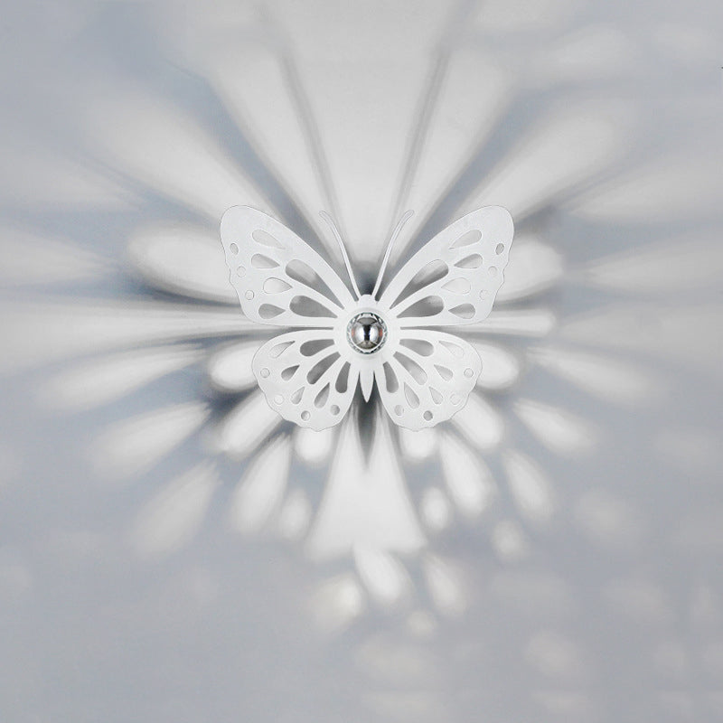 Contemporary Creative Iron Deer Butterfly Snowflake 1-Light Wall Sconce Lamp For Bedroom Bedside And Living Room