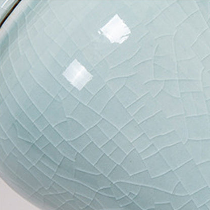 Traditional Chinese Ceramic Copper Fabric Column 1-Light Standing Floor Lamp For Living Room And Bedroom