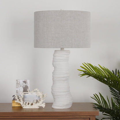 Modern Art Deco Resin Column Handcrafted 1-Light Table Lamp For Bedroom And Living Room