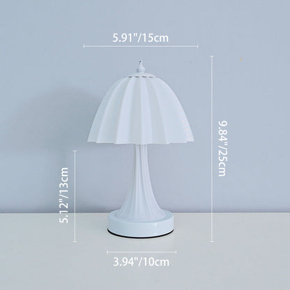Contemporary Nordic USB Rechargeable Iron & PLA Umbrella Pleated LED Table Lamp For Bedroom