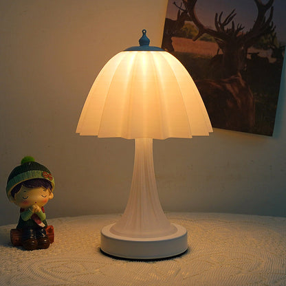 Contemporary Nordic USB Rechargeable Iron & PLA Umbrella Pleated LED Table Lamp For Bedroom