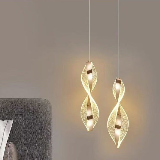 Modern Luxury Aluminum Iron Acrylic Spiral LED Pendant Light For Bedroom Bedside