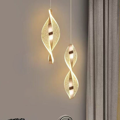 Modern Luxury Aluminum Iron Acrylic Spiral LED Pendant Light For Bedroom Bedside