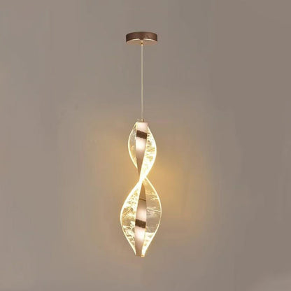 Modern Luxury Aluminum Iron Acrylic Spiral LED Pendant Light For Bedroom Bedside