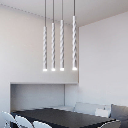 Contemporary Creative Aluminum And Crystal Spiral LED Pendant Light Spotlight Diffused Light For Dining Room And Bedside