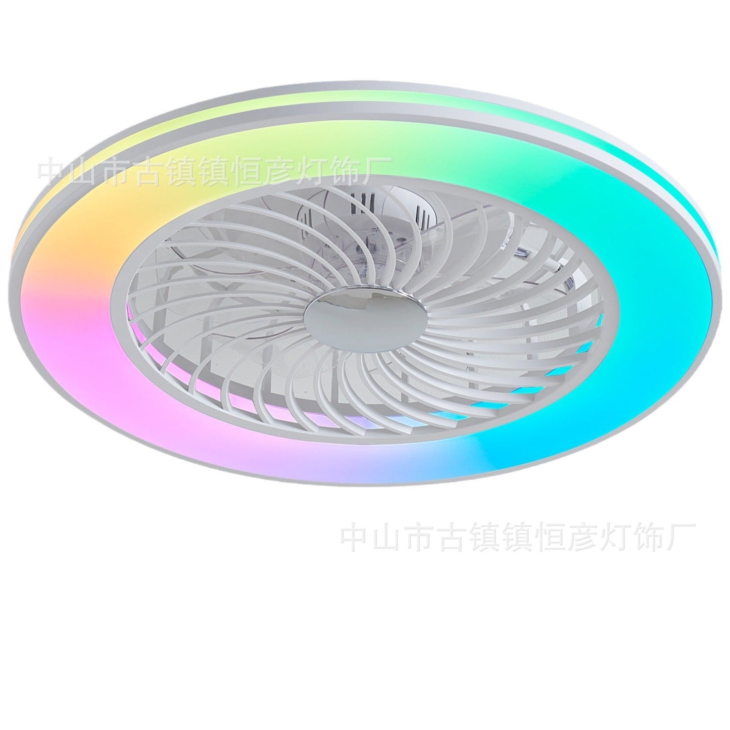 Modern Minimalist ABS And Acrylic Round Smart LED Semi-Flush Mount Ceiling Fan Light For Bedroom And Living Room
