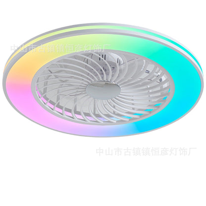 Modern Minimalist ABS And Acrylic Round Smart LED Semi-Flush Mount Ceiling Fan Light For Bedroom And Living Room