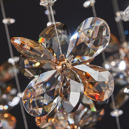Modern Luxury Stainless Steel & Crystal Butterfly Round LED Flush Mount Ceiling Light For Living Room & Bedroom