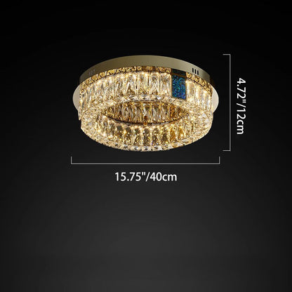 Modern Luxury Shell Stainless Steel & Crystal Round Multi-Layered LED Flush Mount Ceiling Light For Bedroom & Living Room