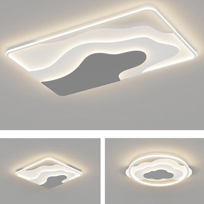 Modern Art Deco Iron & Silicone Cloud-Inspired Rectangular Square Round LED Flush Mount Ceiling Light For Bedroom & Living Room